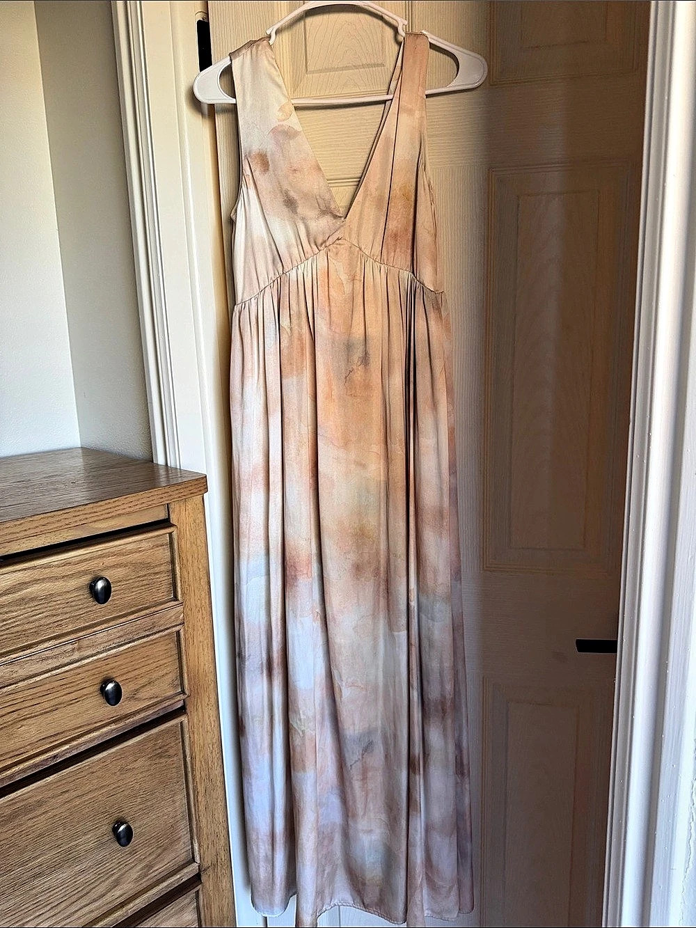 H&M Abstract Maxi Dress in Pink & White Size XS Like New